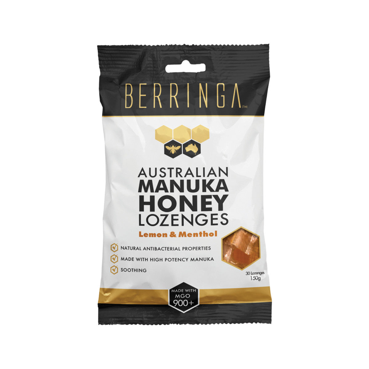 Berringa Australian Manuka Honey Lozenges Lemon & Menthol (Made With MGO 900+) X 30 Pack (150g) - Image 2